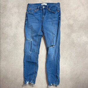Zara The Multidanages Skinny In Azure Blue Ripped Denim Skinny Jeans
